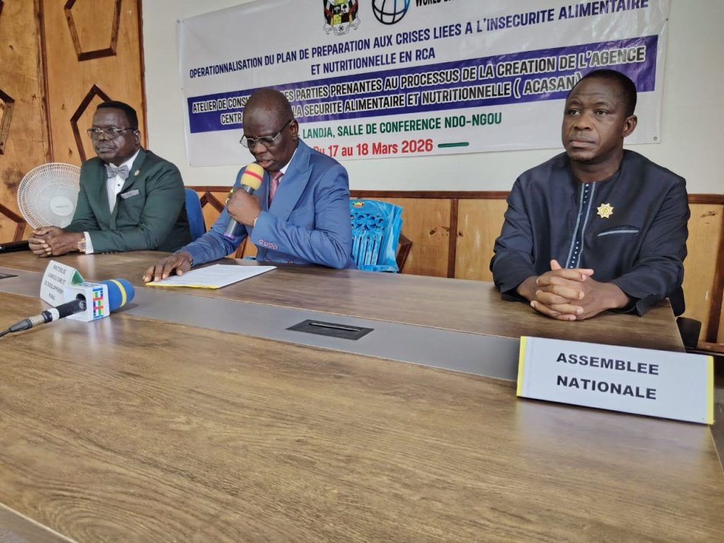 Opérationnalisation du plan de préparation aux crises liées à l’insécurité alimentaire et nutritionnelle en RCA : atelier de consultation des parties prenantes pour le processus de création de l’agence centrafricaine de sécurité alimentaire et nutritionnelle (ACASAN)